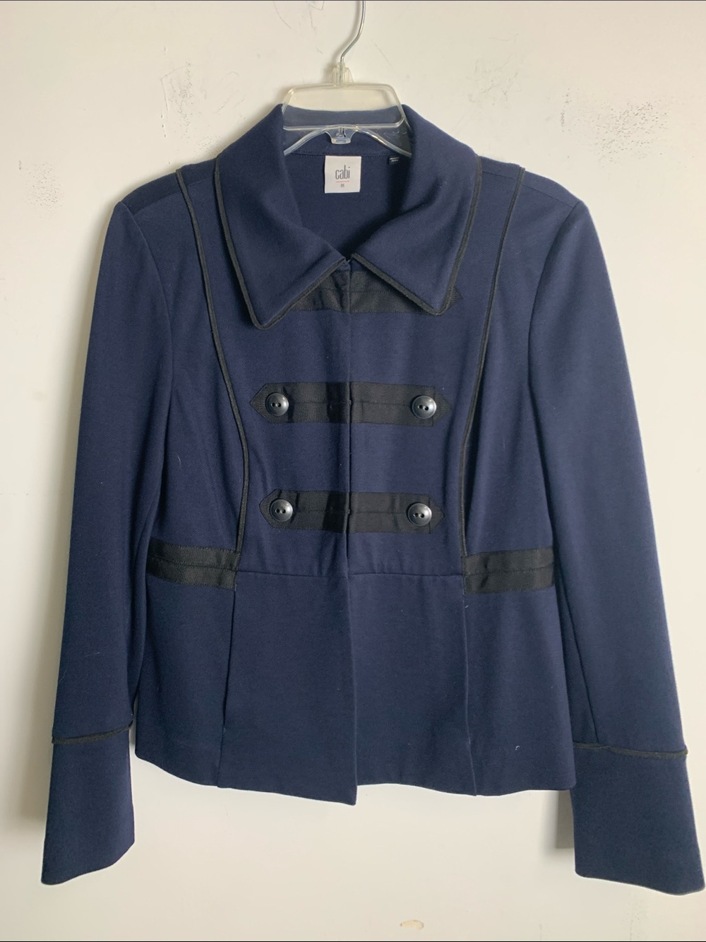 CAbi Navy Pea Coat with Black Trim